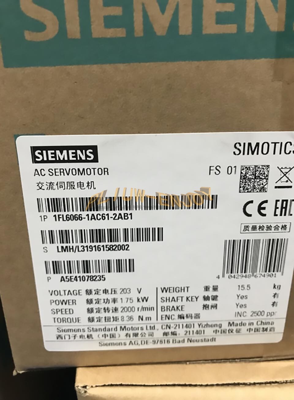 ONE NEW SIEMENS Servo Motor 1FL6066-1AC61-2AB1 FedEx or DHL