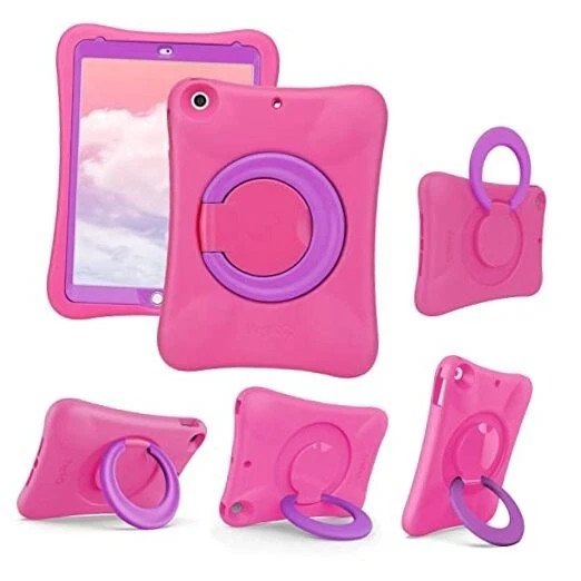  Pepkoo Kids EVA Case for iPad | Multi-Direction Stable 10.2-inch Pink+Purple