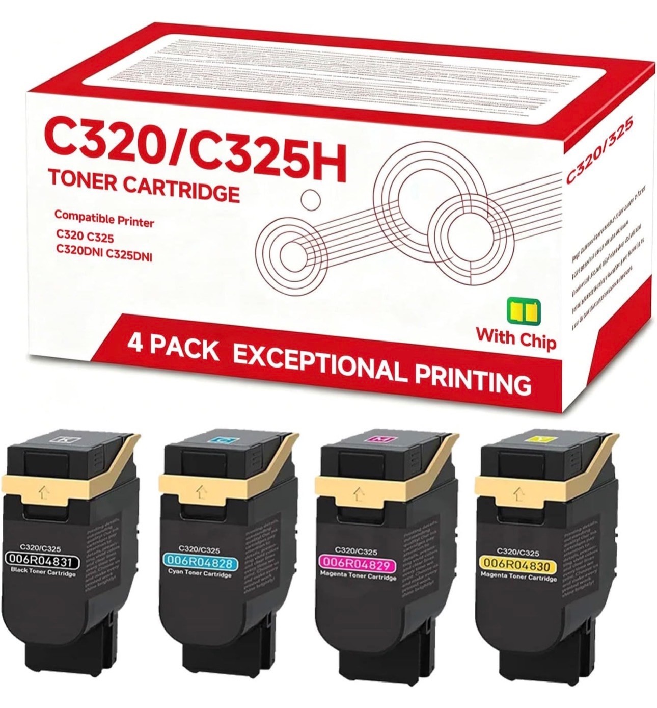 C320 C325 Toner Cartridge for Xerox C325DNI C320DNI Printer 4 Pack