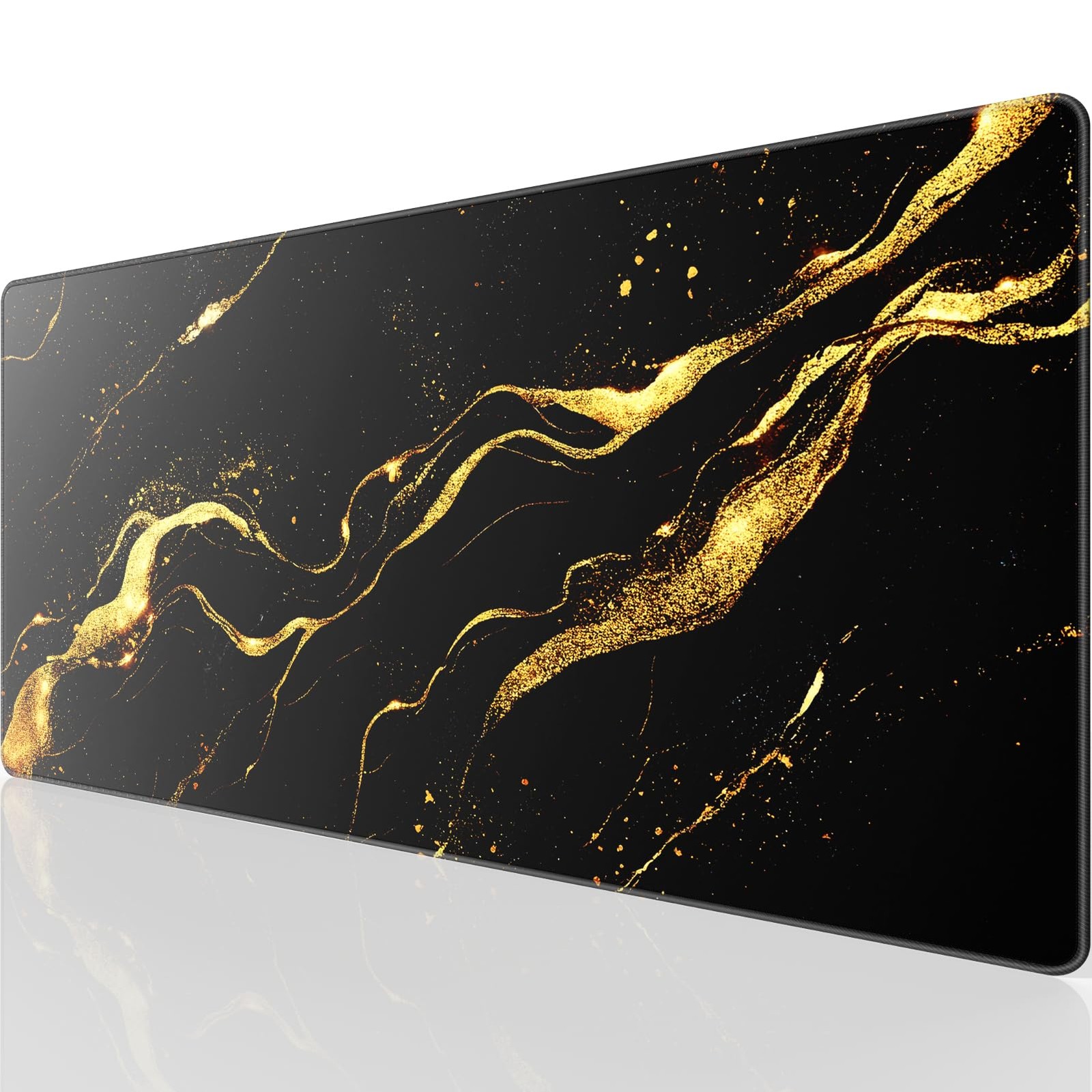 Large Gaming Mouse Pad, Desk Mat, 31.5 x 15.7 in Black Gold, XXL