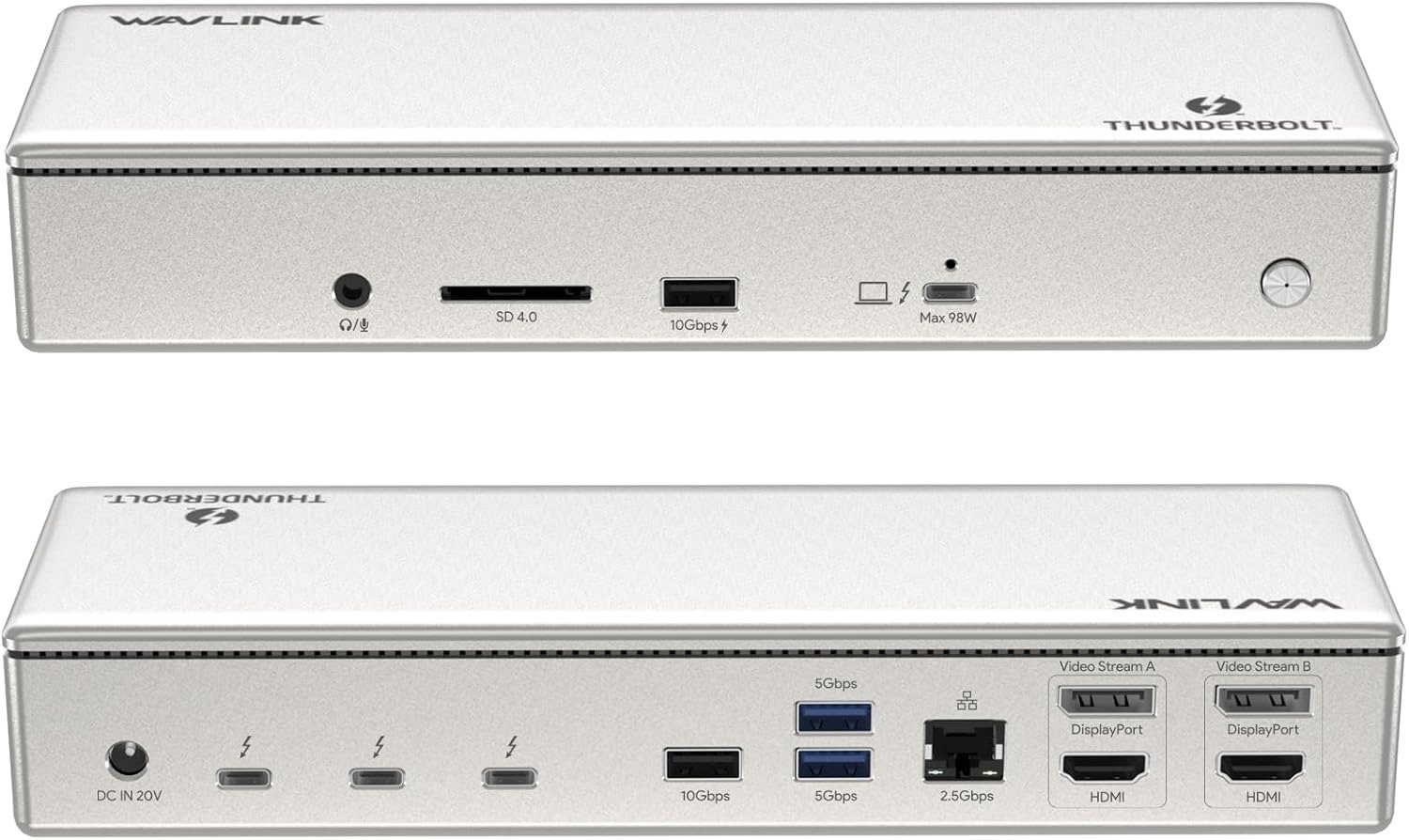 WAVLINK Thunderbolt 4 Dock, Quad 4K, 100W PD, 2.5G Ethernet, 15-in-1