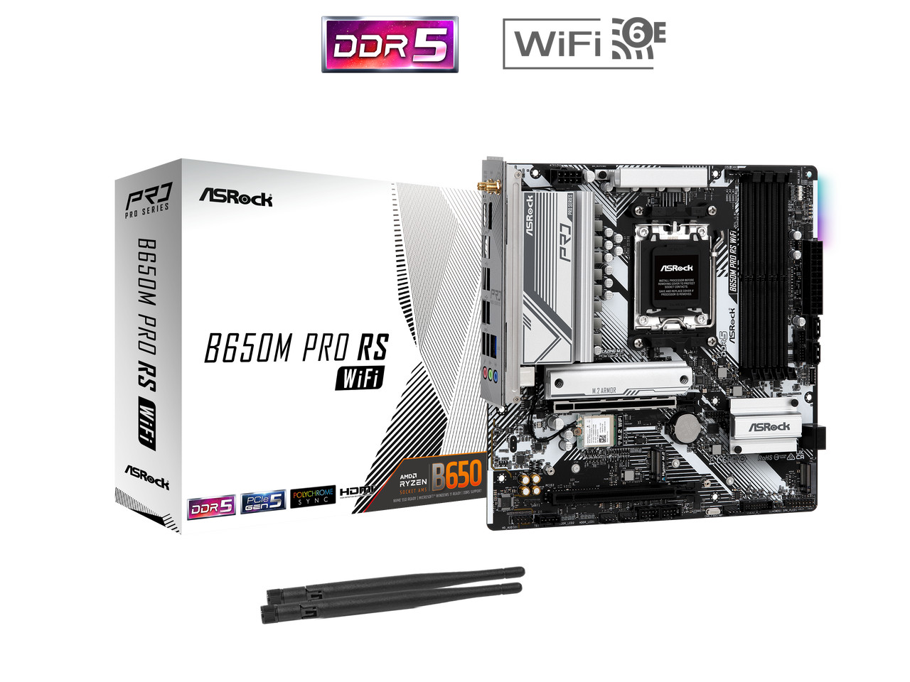 ASRock B650M Pro RS WiFi AM5 AMD B650 Micro ATX Motherboard