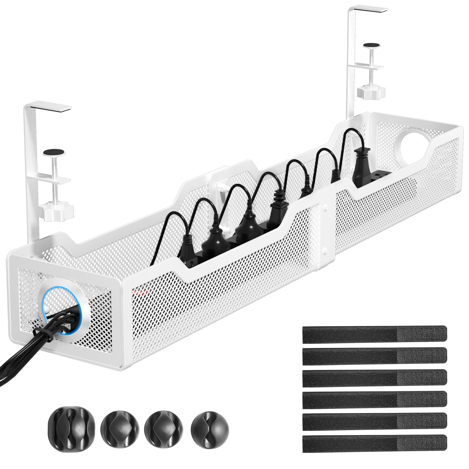 [Upgraded] 25" Extra Large Under Desk Cable Management, Wire Organizers No Dr...