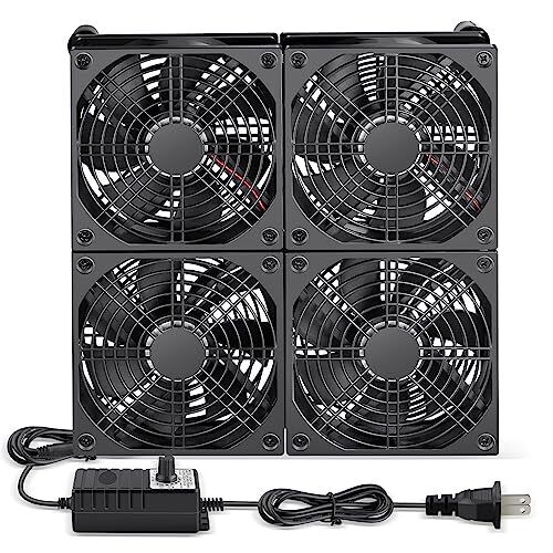 WDERAIR 4x120mm Router Cooling pad Flat Fan with Variable Speed Controller fo...