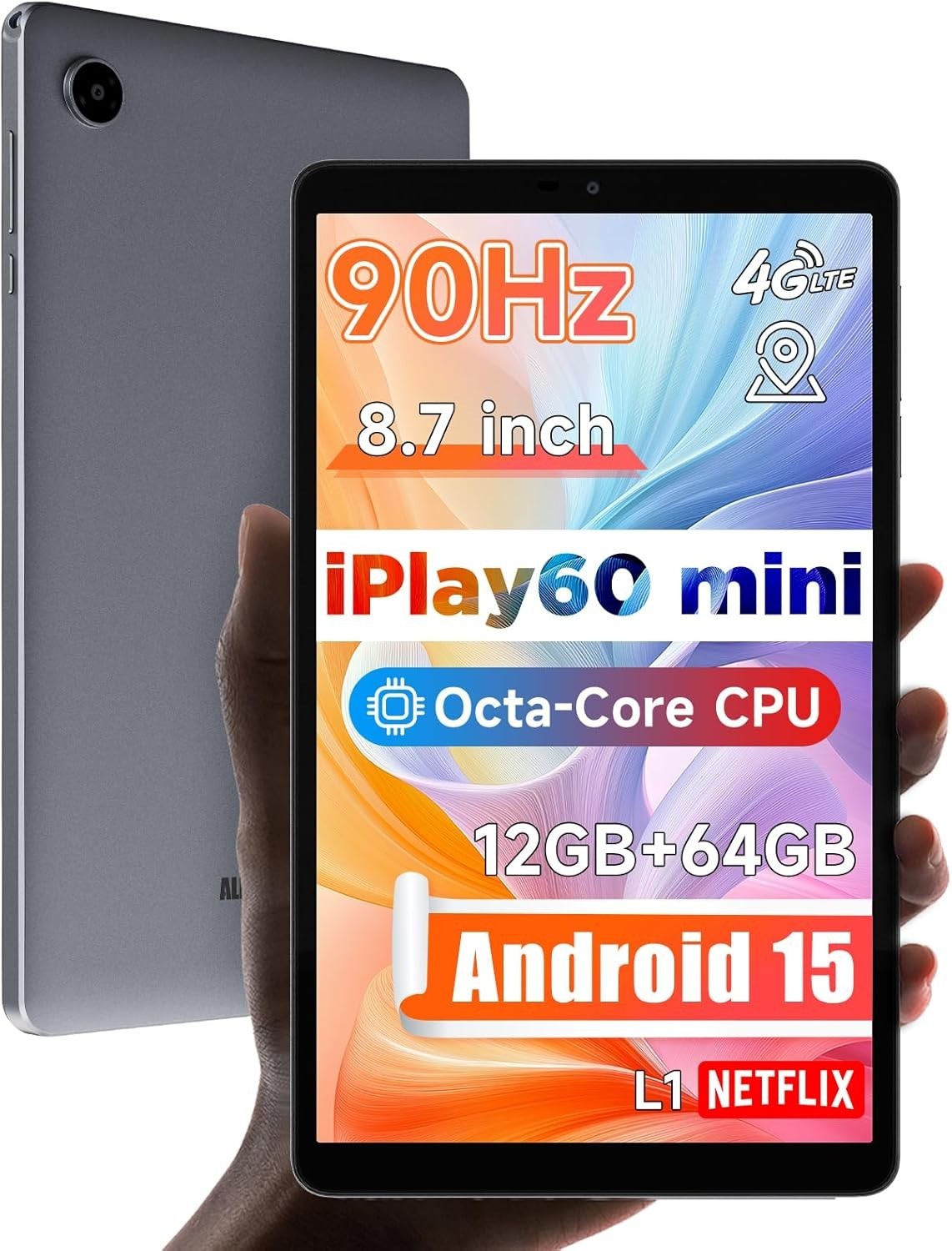 ALLDOCUBE Android 15 Tablet 8.7" 90Hz Octa-Core 4000mAh 4G 800×1340HD 12+64GB