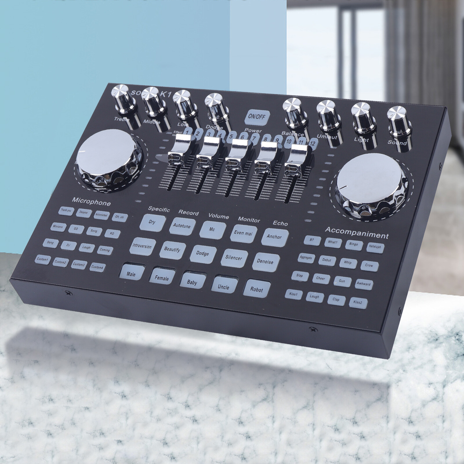 K1 Live Sound Card Bluetooth Digital Audio Mixer For Computer PC Mobile Phone