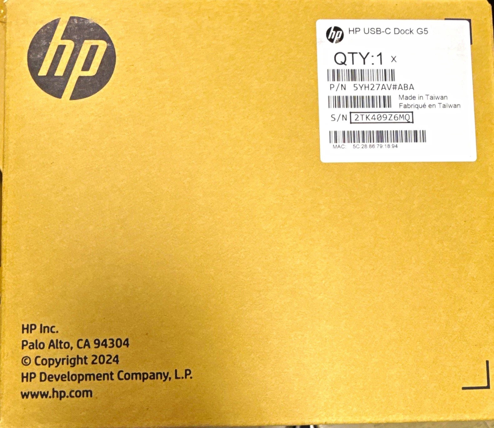 HP USB-C Dock G5 Docking Station USB-C Built-In USB Port Black 5YH27AV#ABA