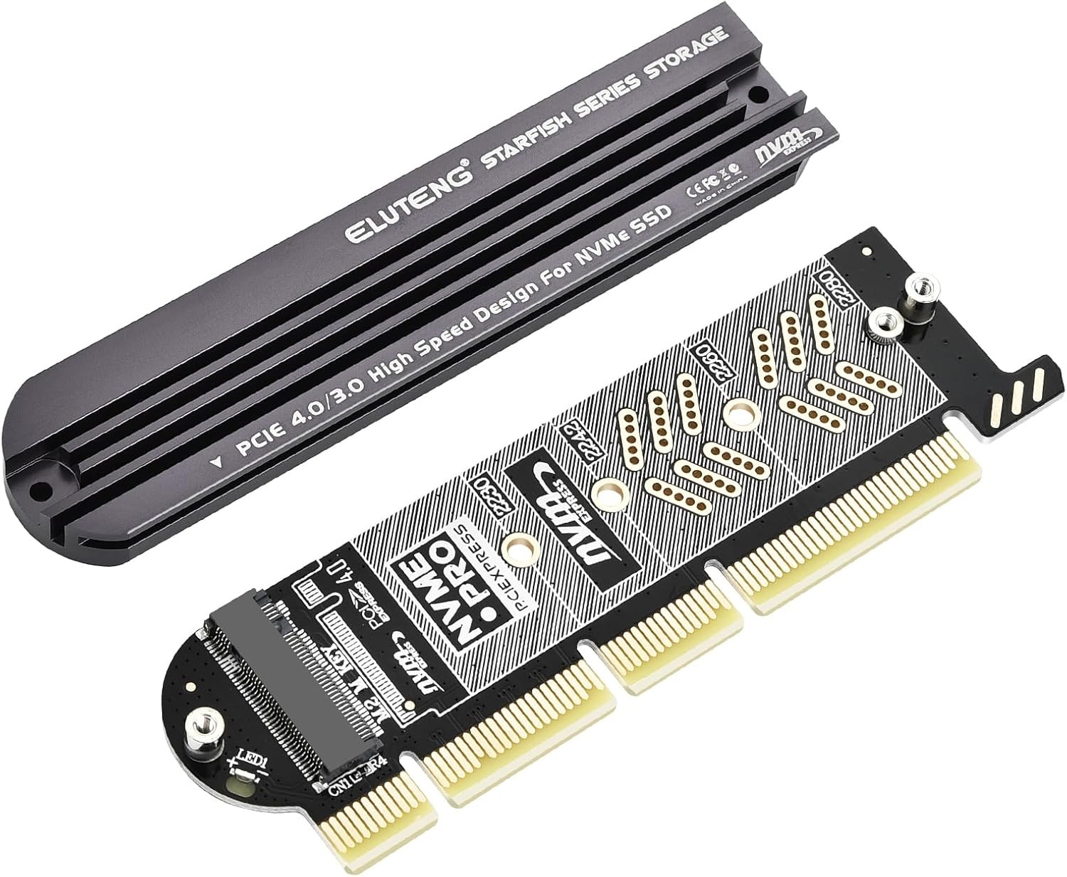 ELUTENG NVMe PCIe 4.0 Adapter M.2 SSD to X4/X8/X16 Card with... 