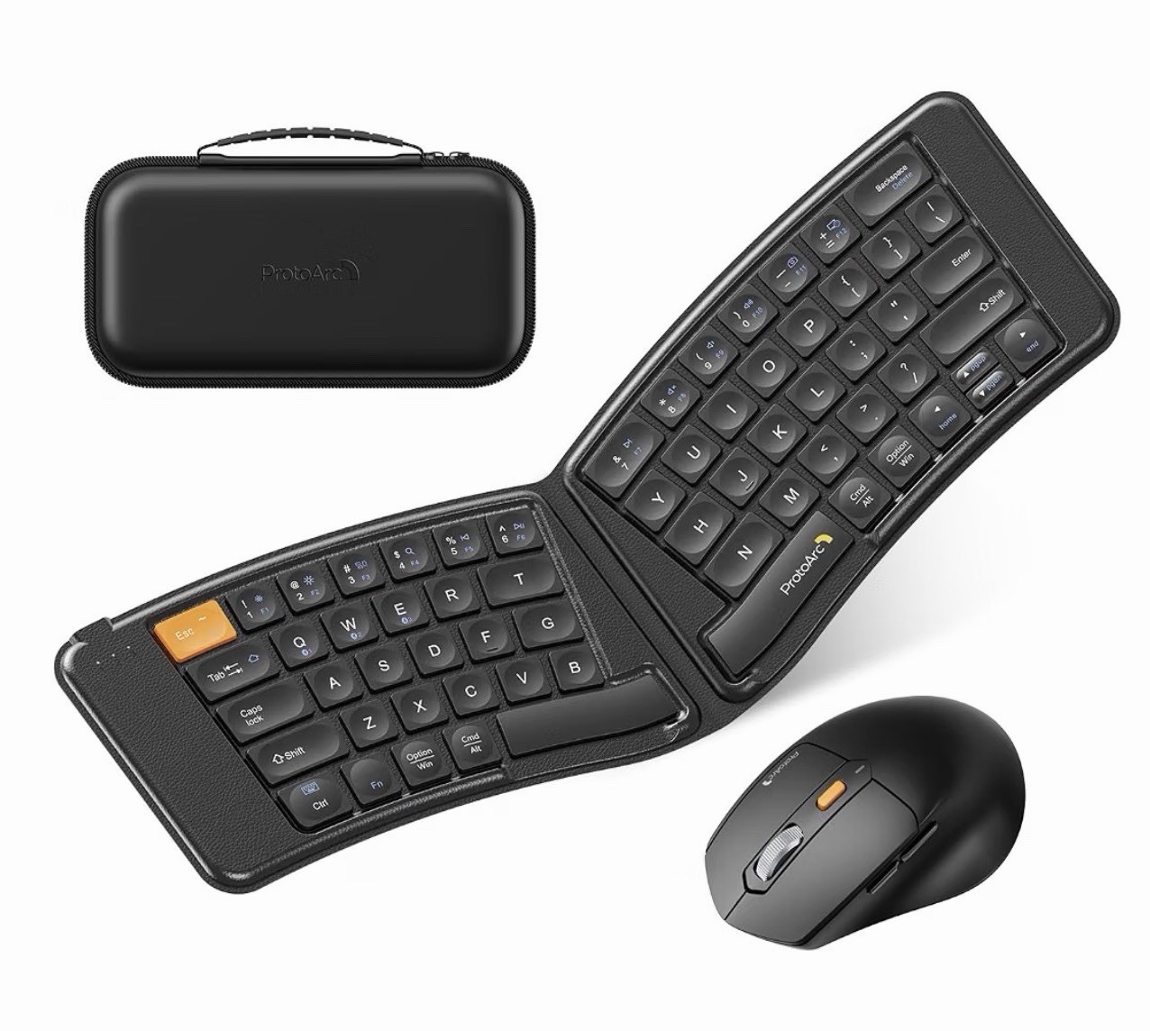 ProtoArc Foldable Keyboard & Mouse, XKM03 Folding Bluetooth Computer Keyboard