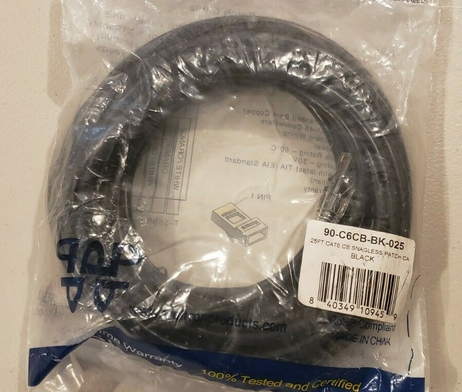 Weltron 90-C6CB-BL-025 Cat6 CB UTP Patch Cable Blue 25'