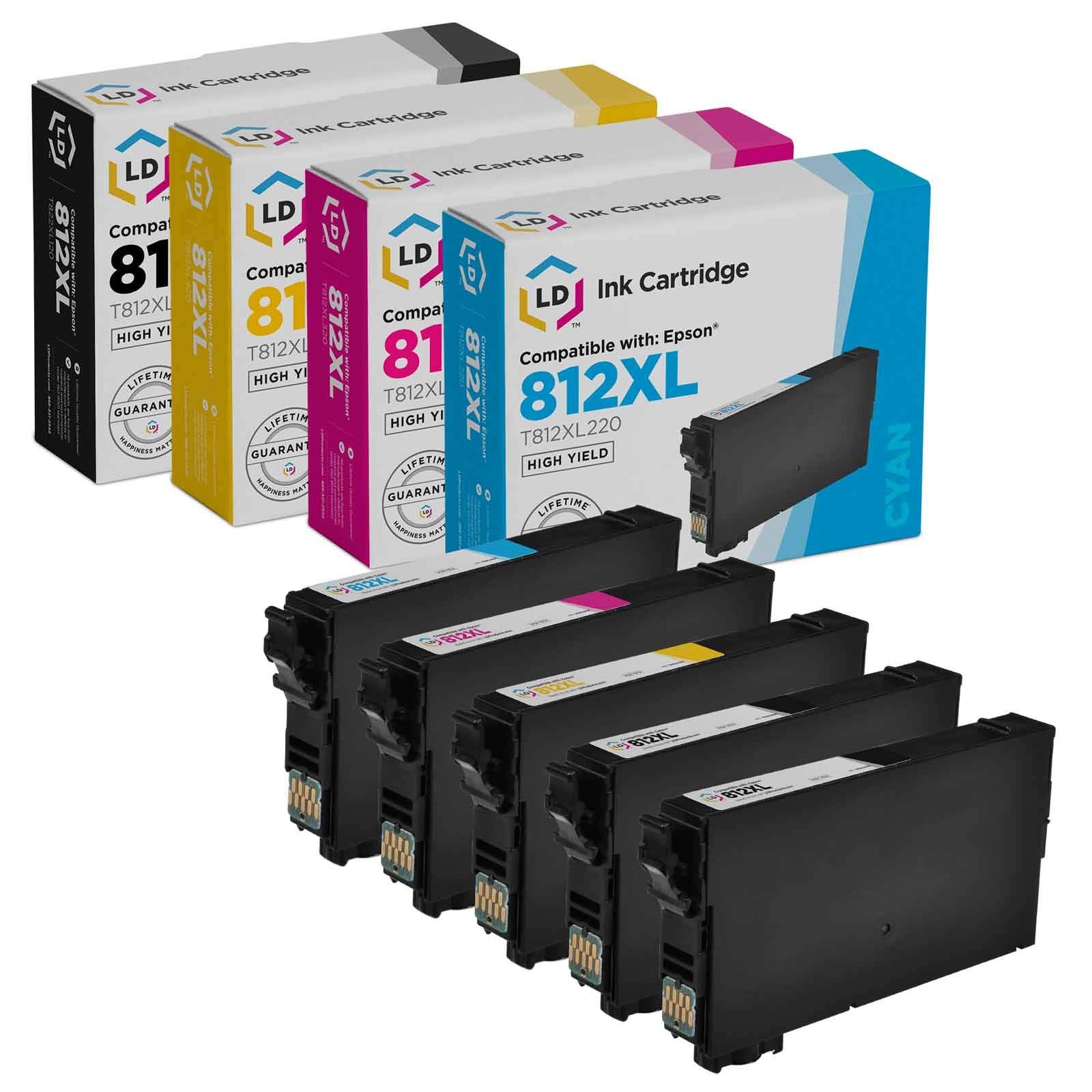 LD Ink Cartridge Replacements for Epson 812XL T812XL High Yield