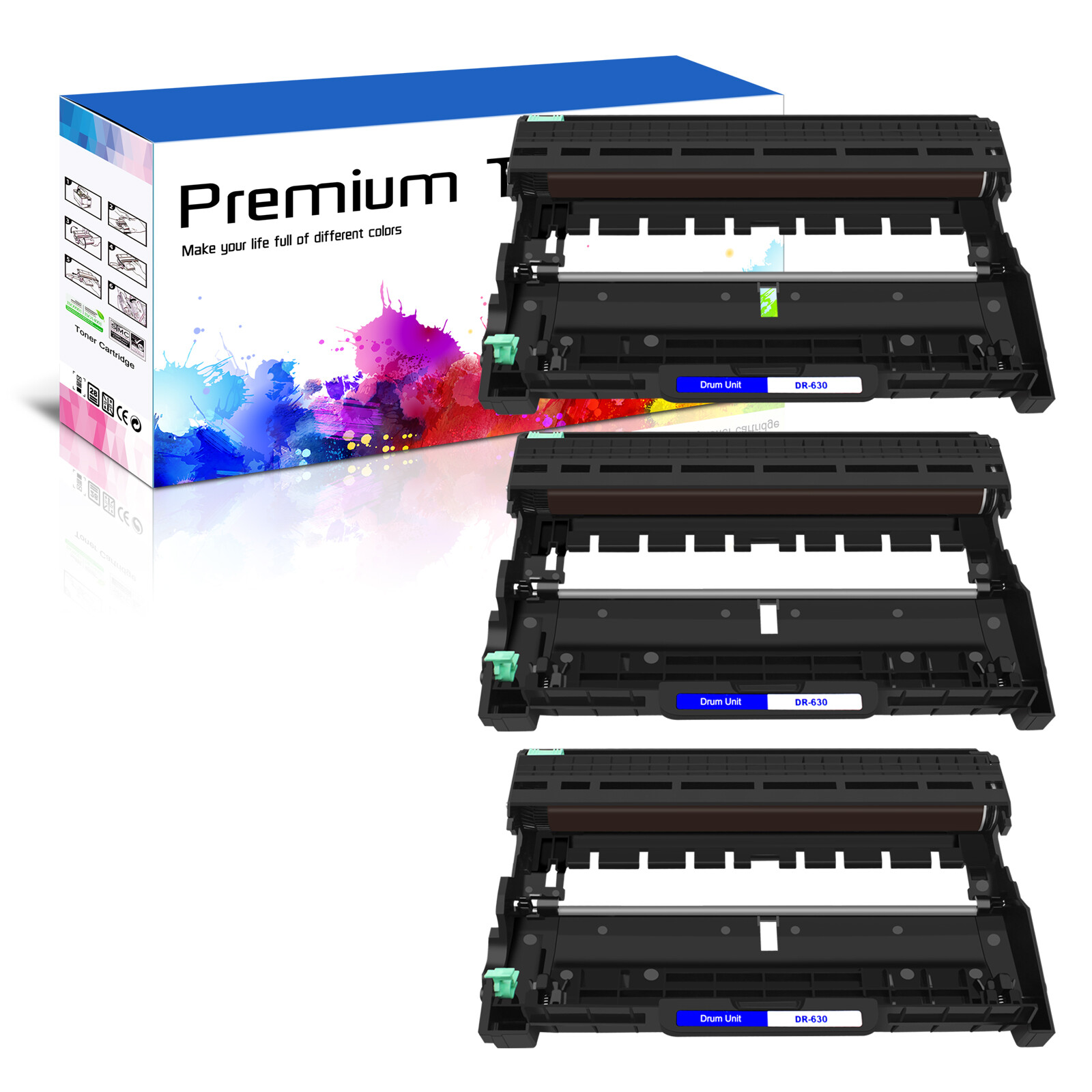 3PK BK DR630 Drum Unit replacement for Brother MFC-L2705DW, MFC-L2707DW Printer