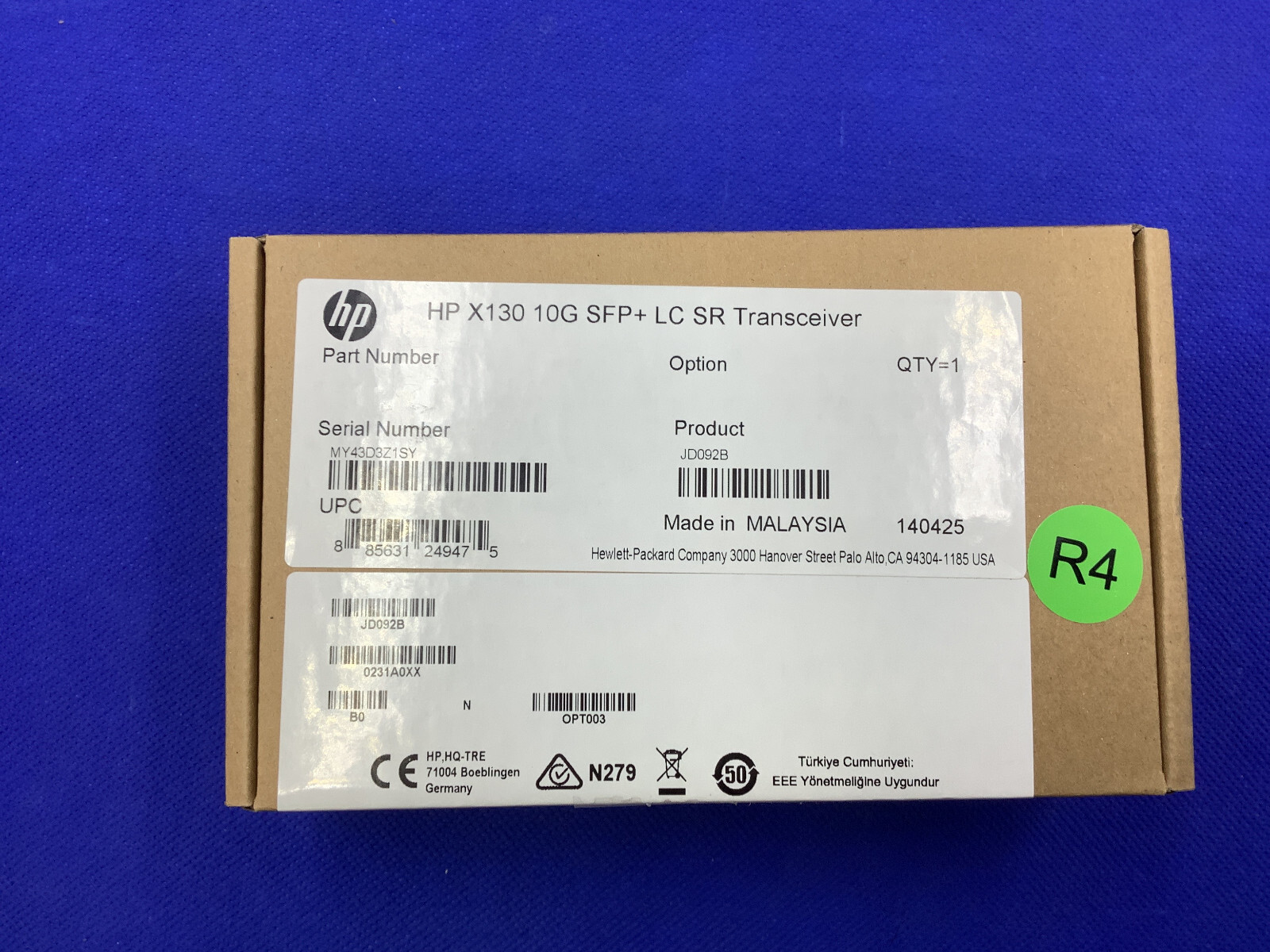NEW SEALED JD092B HP X130 10GBASE SR SFP+ TRANSCEIVER JD092-61201 0231A0LG 