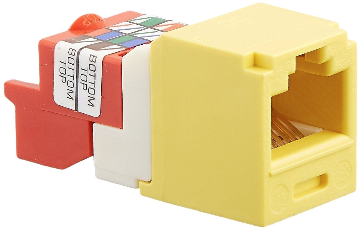 Panduit CJD5E88TYL Mini-Com Yellow RJ45 Keystone Punch Down Jacks  (Lot of 12)
