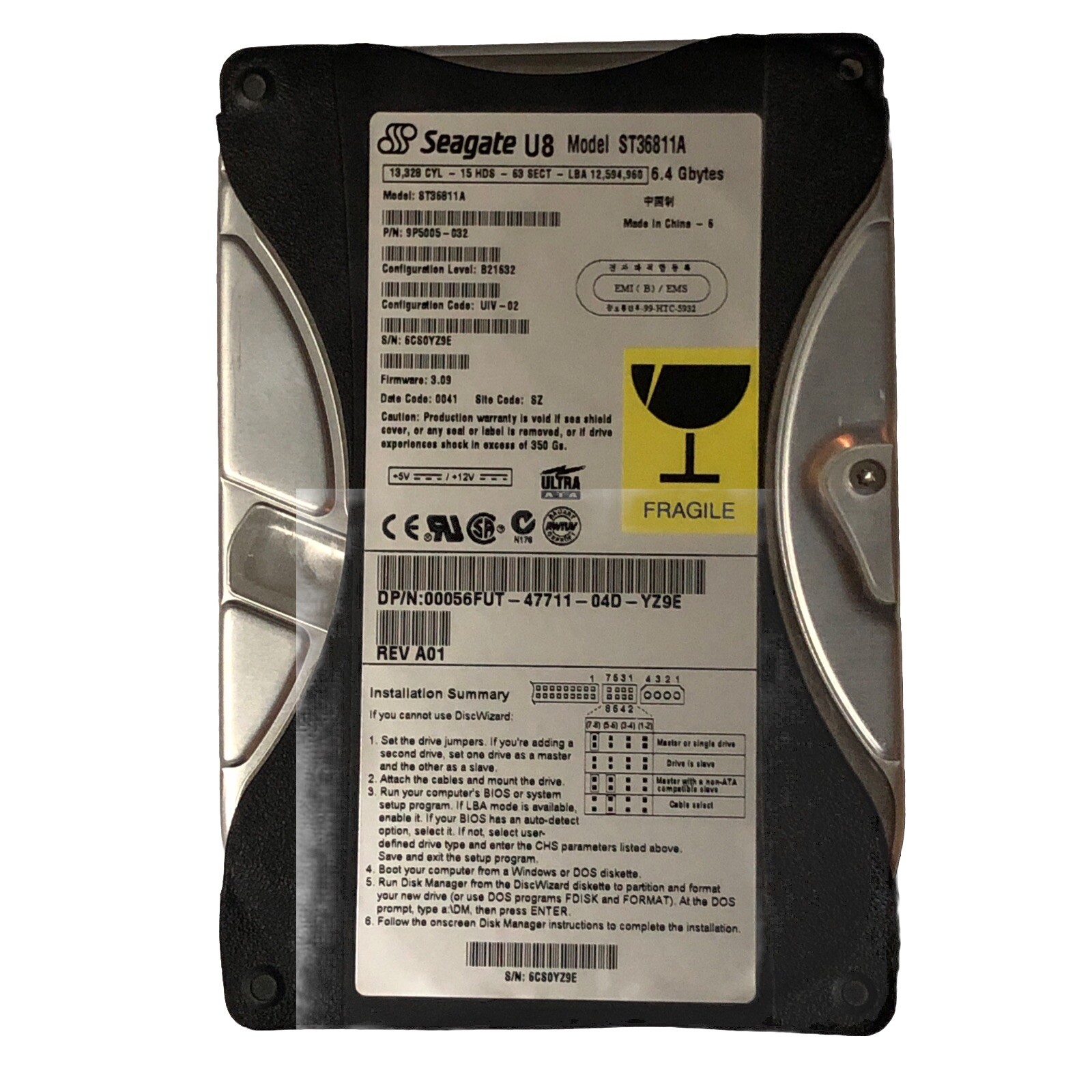 Seagate U8 Model ST36811A 6.4 Gig