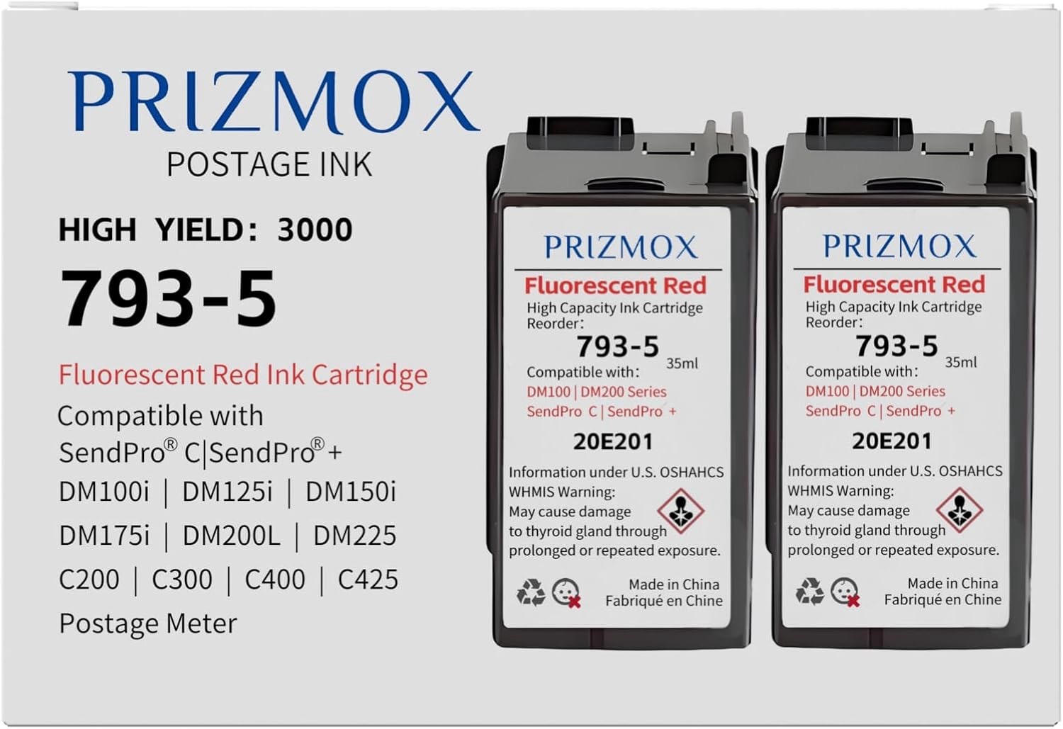 (2 Pack) 793-5 Fluorescent Red Ink Cartridge — DM100 DM200 SendPro C200