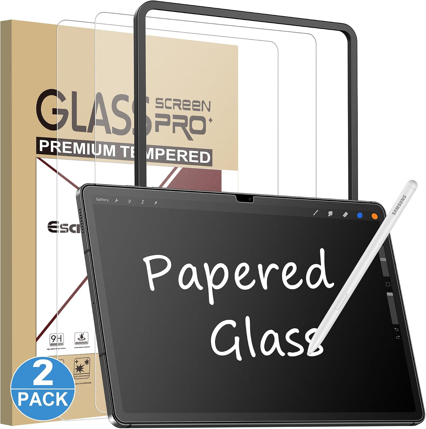 2 Pack like Paper Glass Screen Protector for Galaxy Tab S10 Lite/S10 FE
