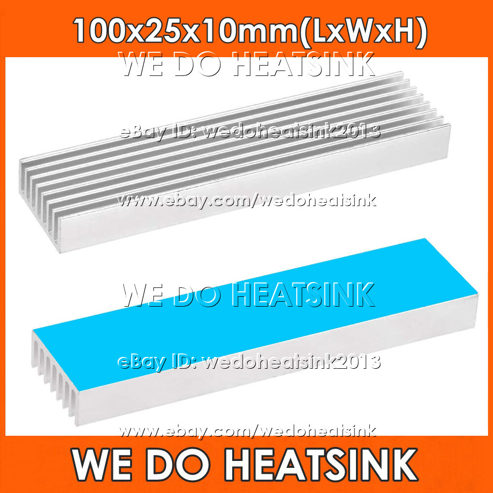 100x25x10mm Extruded Heatsink LED IC Cooler Radiator With Thermal Adhesive Pad