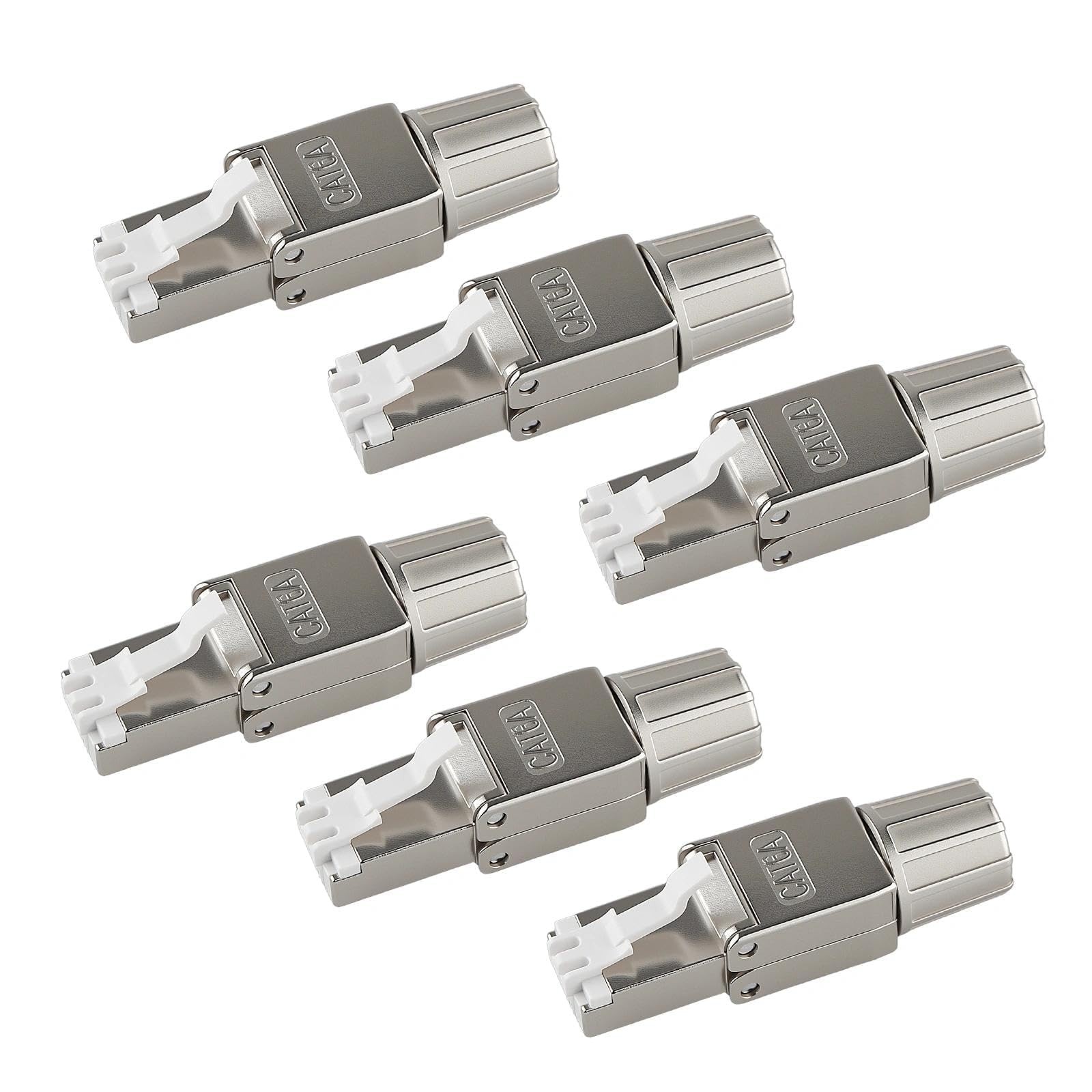 6 PCS Cat6A RJ45 Tool Free Connectors Zinc Alloy Shielded Ethernet Termination