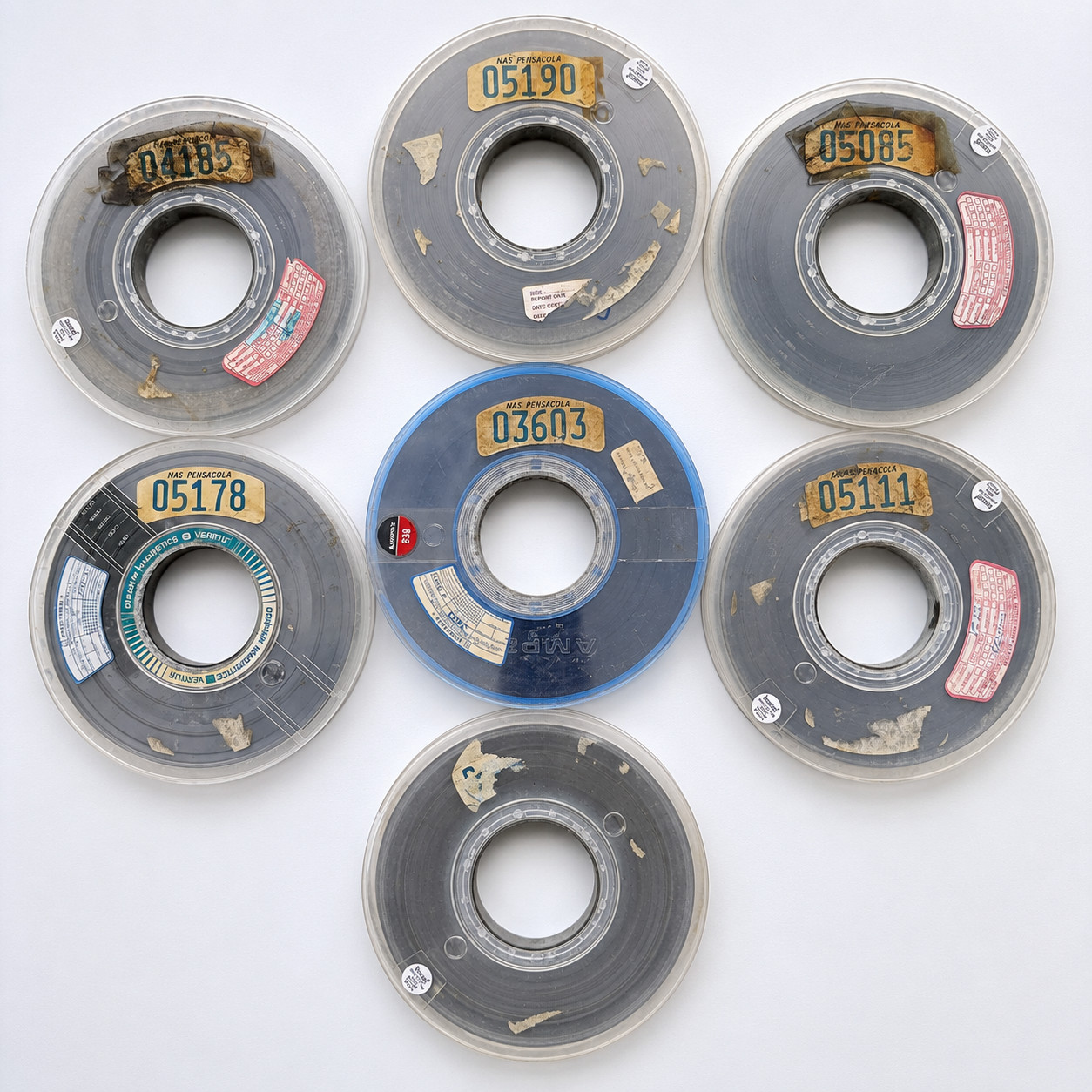 NAS Pensacola Vintage 9 Track Computer Tape Reels Lot 7 Scotch Ampex RCA Graham