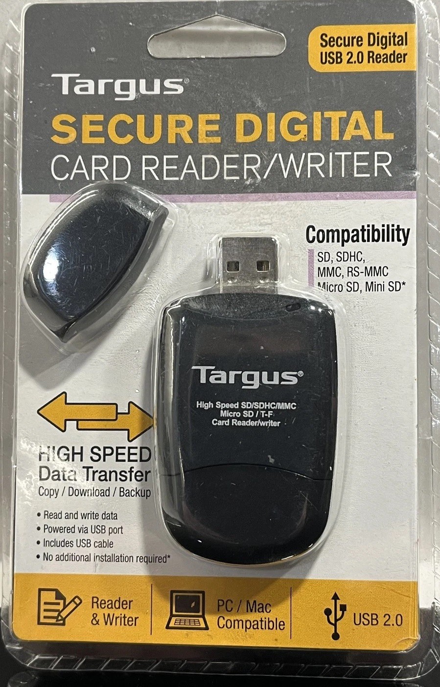 Targus Secure Digital SD Card Reader Writer USB High Speed For PC/Mac Brand New