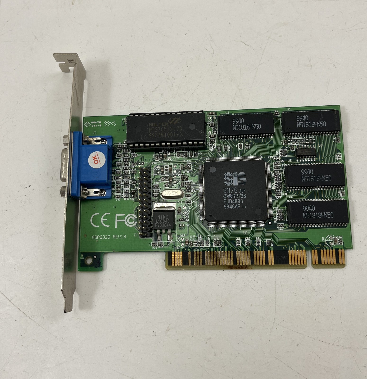 Vintage SiS 6326 PCI 4MB VGA Video Graphics Card AGP6326 Rev A