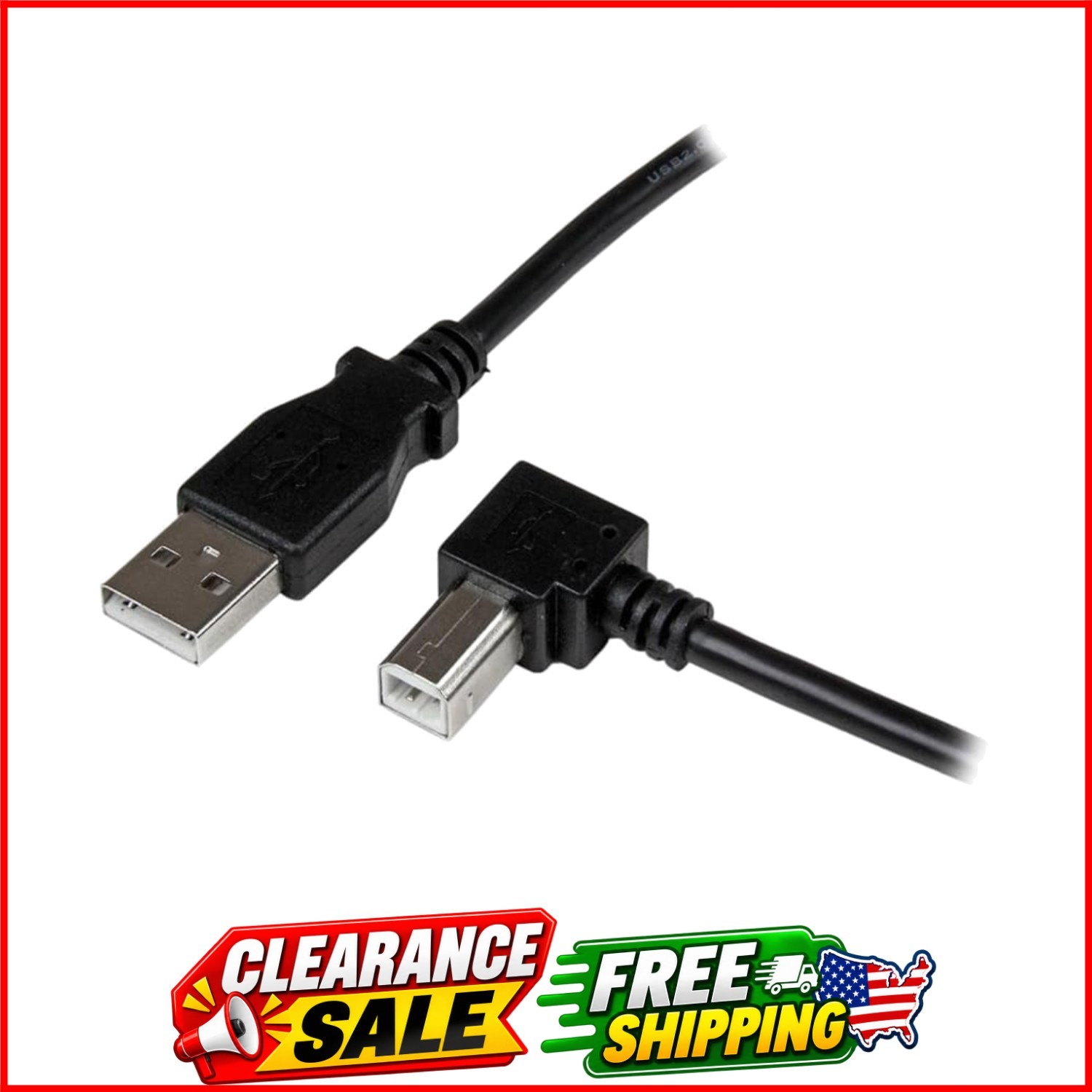 StarTech 2m USB 2.0 USB-A to Right Angle USB-B Cable - M/M