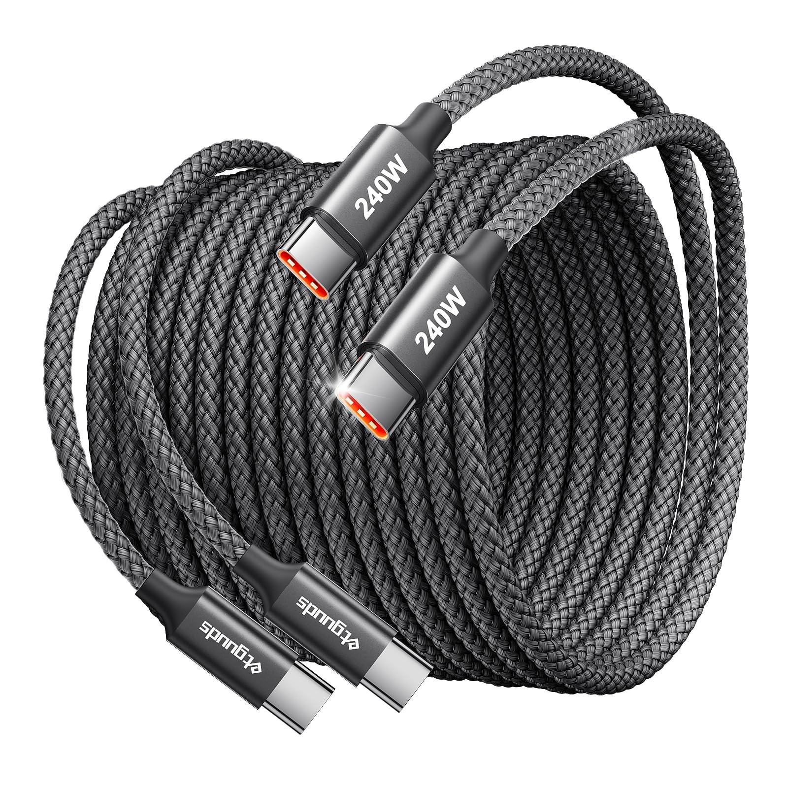 2-Pack 240W USB C to USB C Cable 10ft Fast Charging Cord for iPhone 15 Samsung