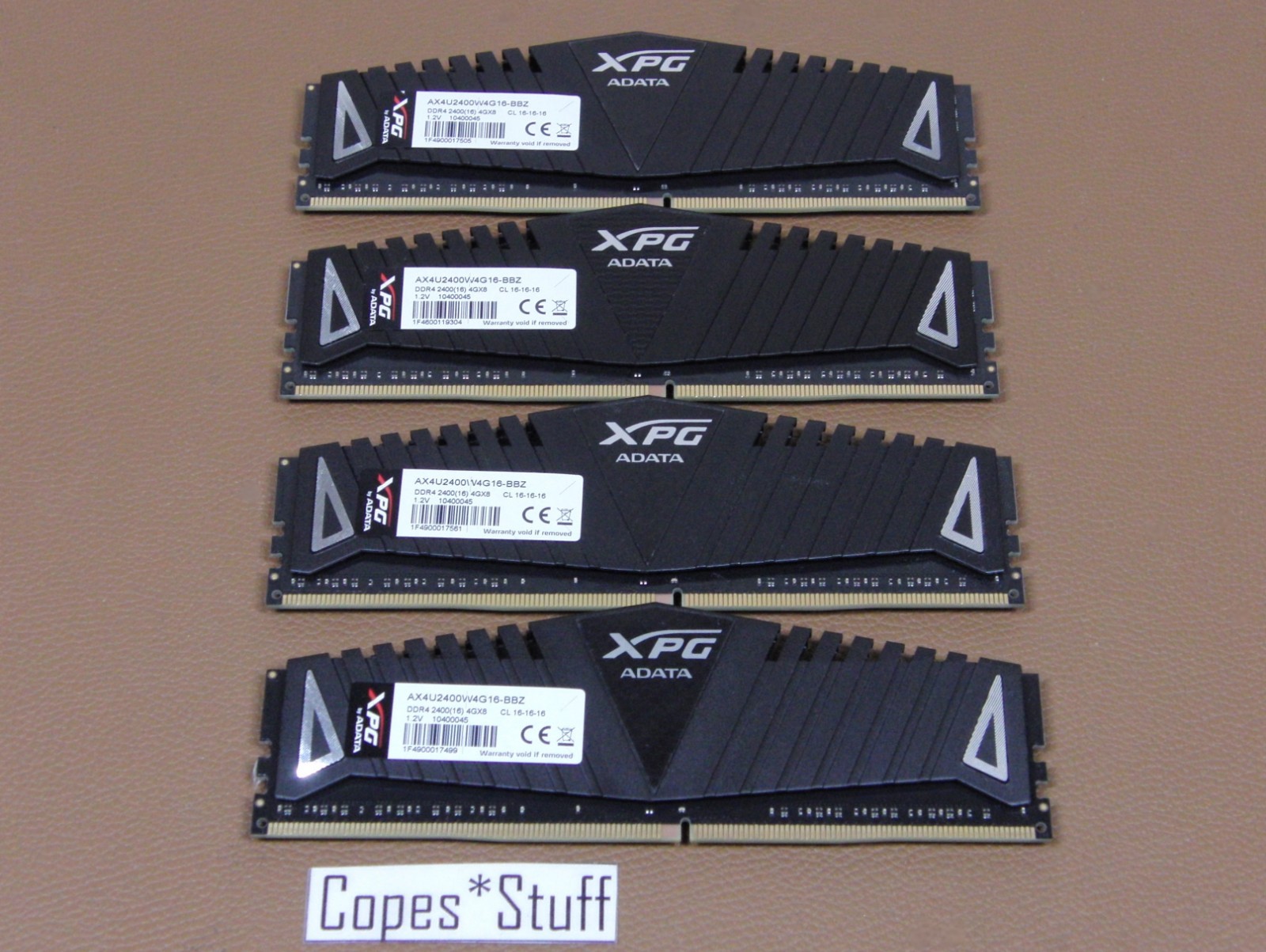 ADATA XPG AX4U2400W4G16 Lot (4) x 4GB = 16GB DDR4 PC4-19200 2400MHz Desktop RAM