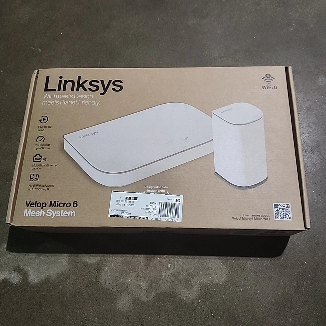 WHITE - LINKSYS VELOP MICRO 6 MESH SYSTEM WIFI ROUTER WIFI SPEED UP TO 3GBPS