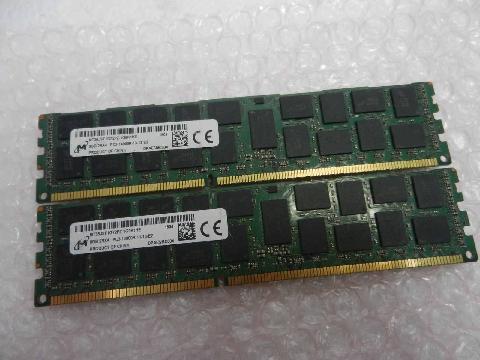 2x Micron 8GB 2Rx4 PC3-14900R-13-13-E2  DDR3 ECC MEMORY - MT36JSF1G72pz-1g9k1he