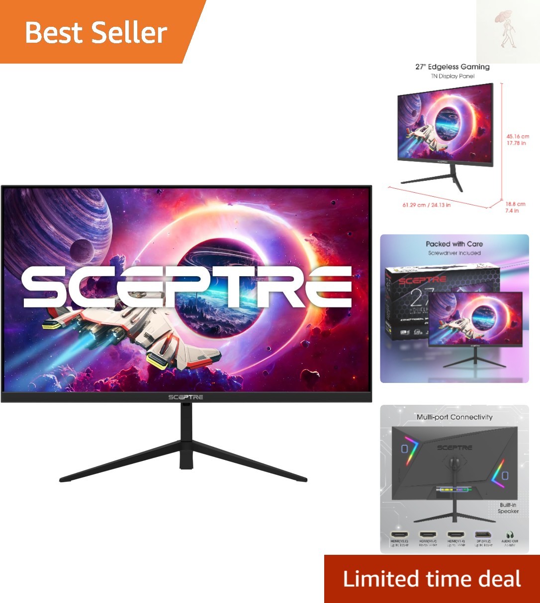 27-inch Gaming Monitor 165Hz 144Hz 1ms AMD FreeSync  HDMI DisplayPort Build-i...