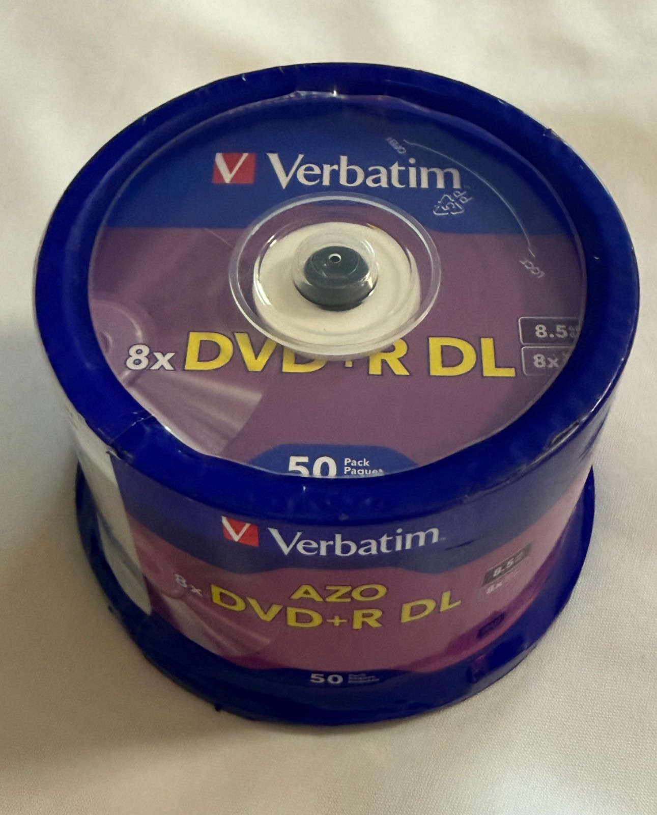 50 Verbatim Azo 8X DVD&R DL Dual Double Layer 8.5GB Logo Branded Spindle 97000