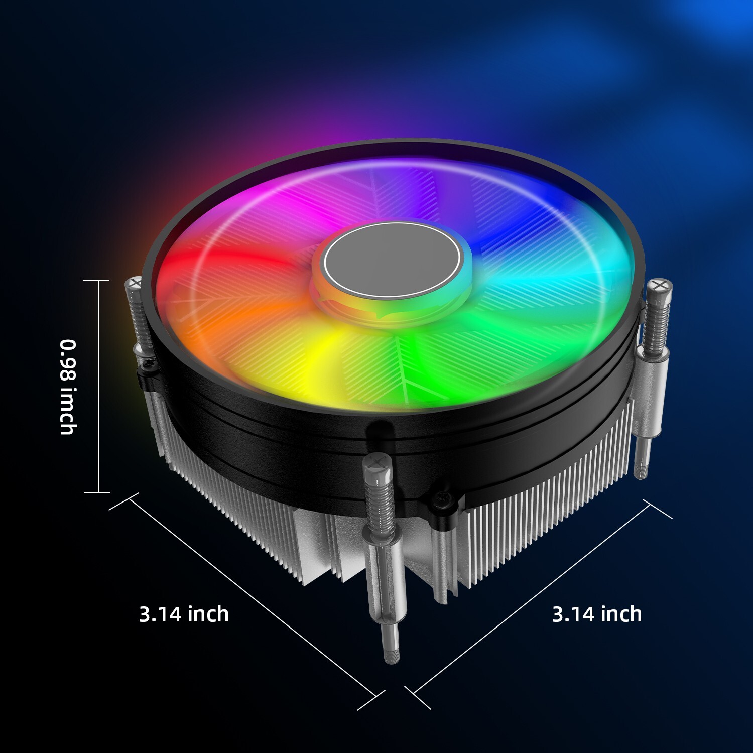 90mm RGB CPU Cooler - Heatsink Fan for Intel LGA 1200/1156/1155/1151/1150/1366