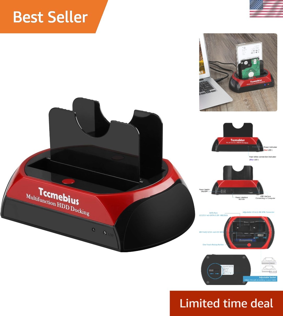 Effortless Data Backup with USB 2.0 Hard Drive Dock - 480Mbps Transfer Rate