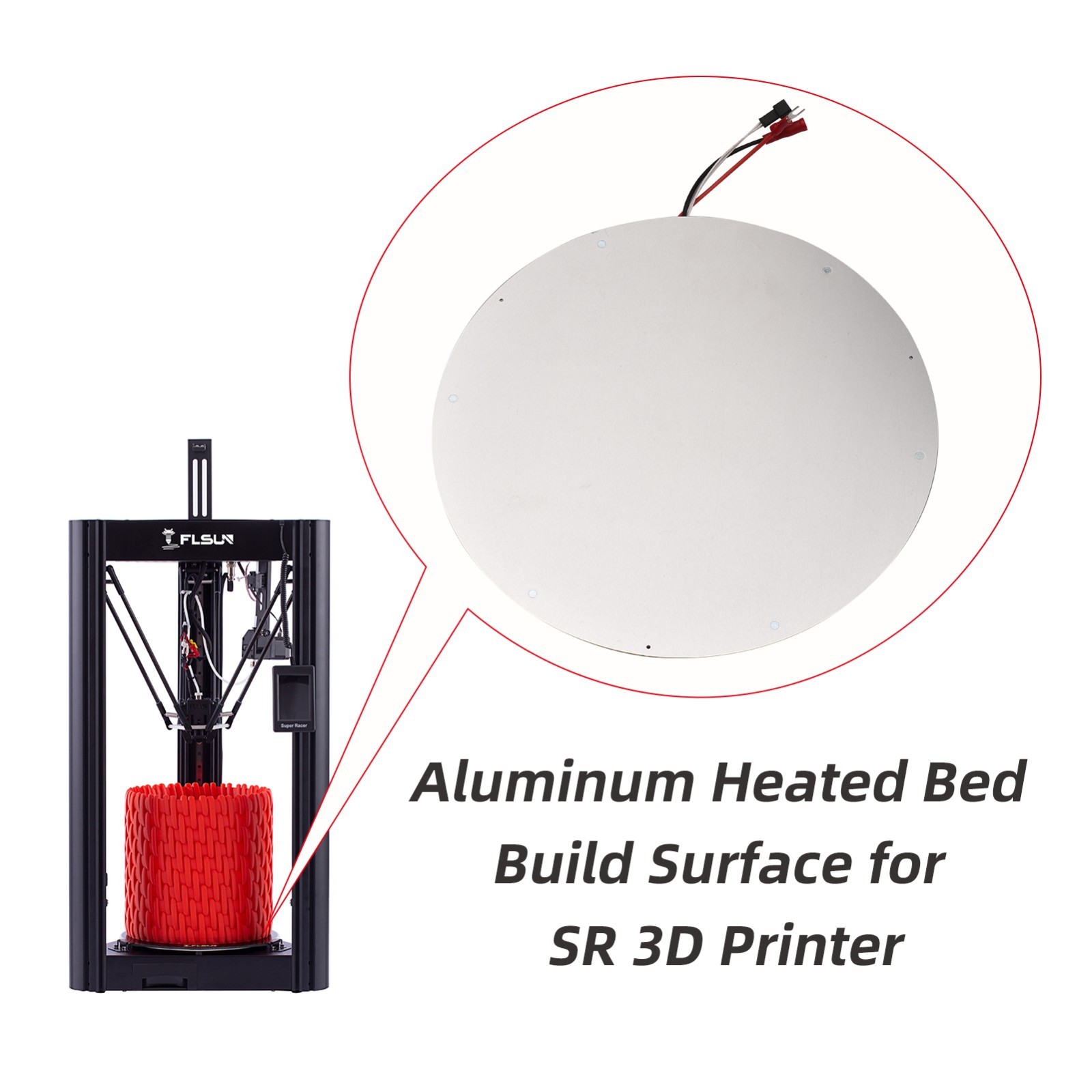 FLSUN SR Hot Bed 3D Printer Part Super Racer Heater Plate Heatbed Accessory