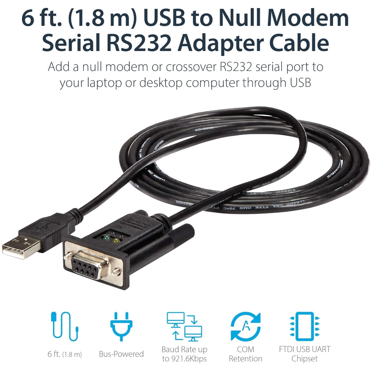 Portable USB to Serial RS232 Adapter - Baud Rate 921.6Kbps