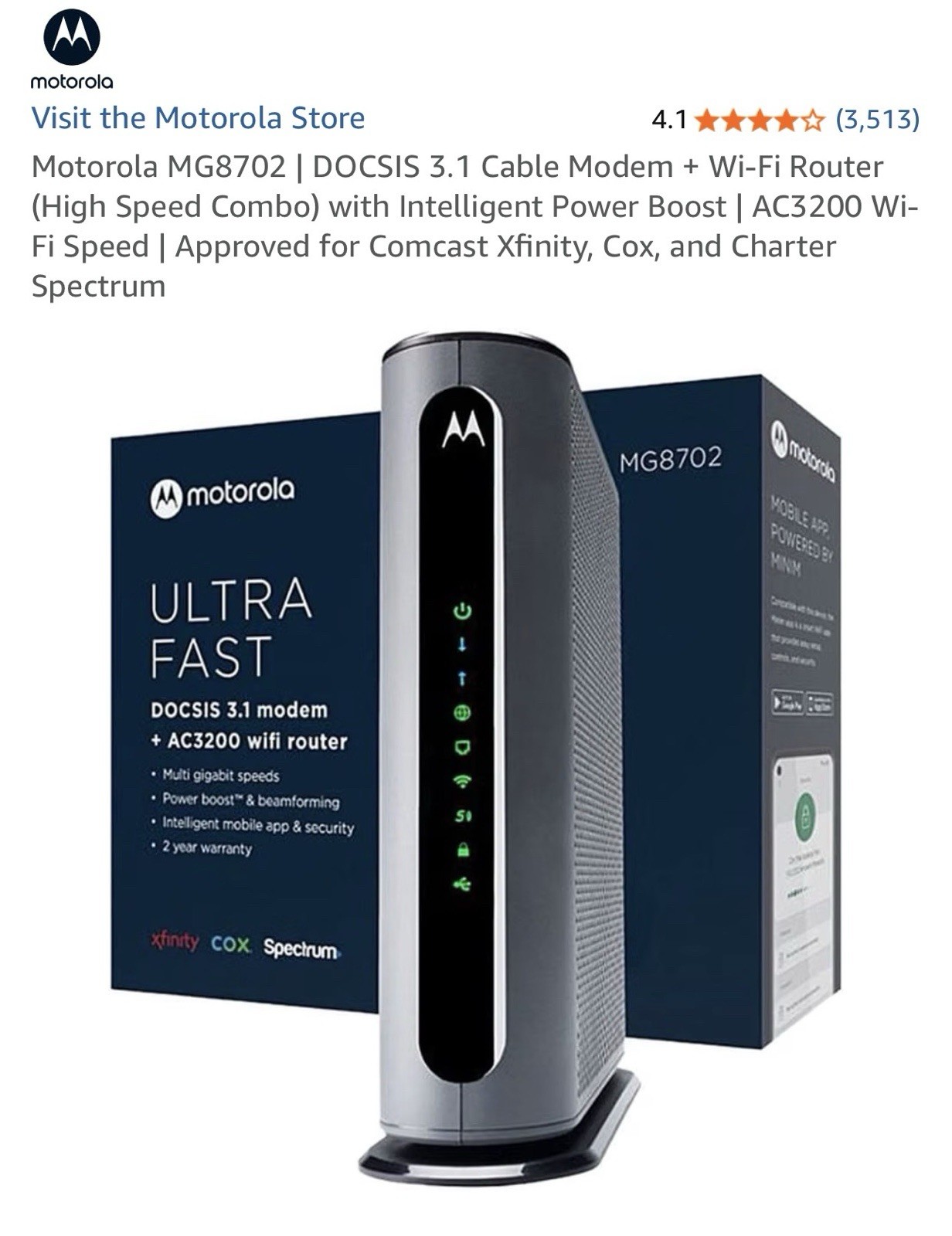Motorola MG8702 | DOCSIS 3.1 Cable Modem + Wi-Fi Router