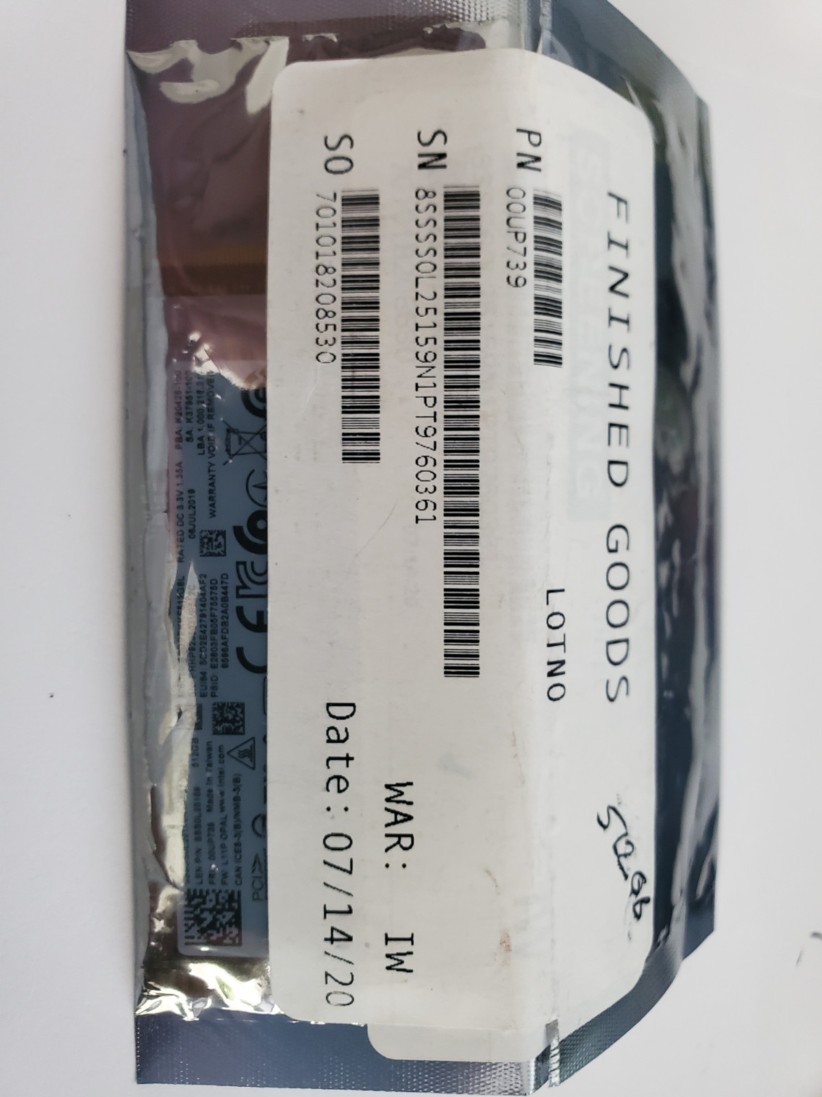 Intel 512GB M.2 PCIe NVMe SSD – Laptop Solid State Drive (Model: SSS0L25159) New