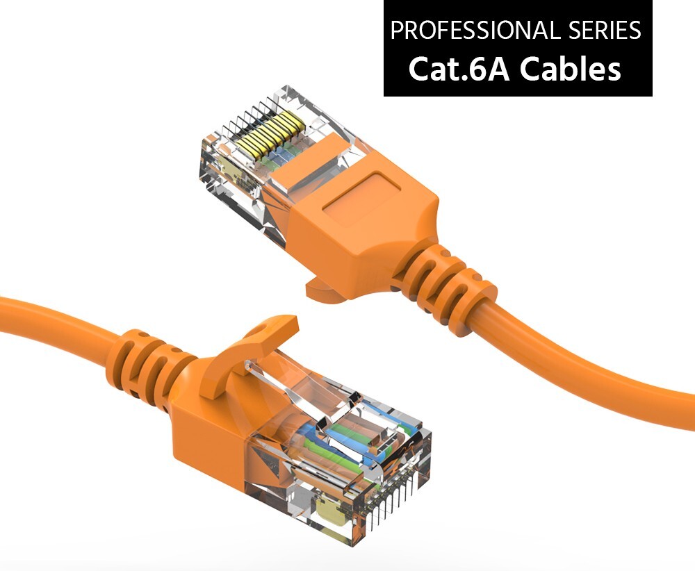 10ft - CAT6A Super Slim Ethernet Network LAN Router Patch Cable Cord Wire Orange