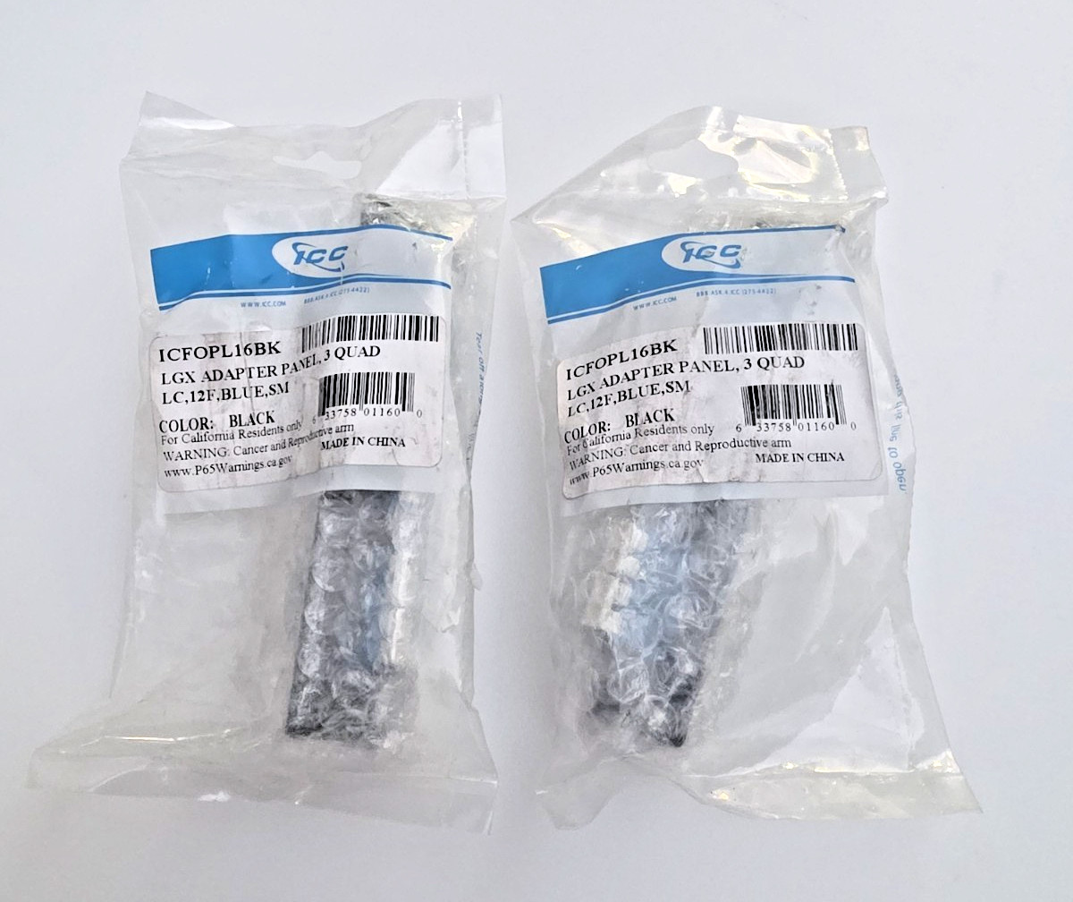 ICC ICFOPL16BK Fiber Optic Adapter Panel Network Accessory Black Lot of 2 NEW