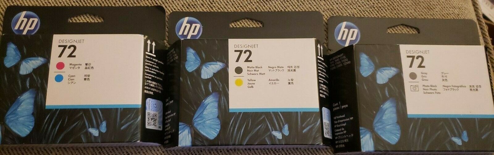 Genuine Set 3 HP 72 Printheads T610 T1100 C9380A C9383A C9384A 2018-25 NO BOXES