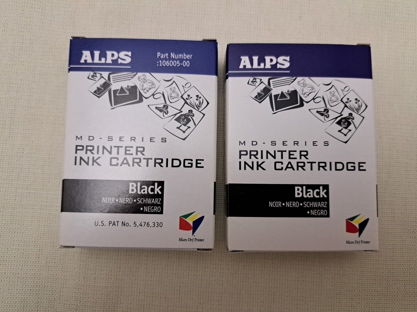 BRAND NEW ALPS Black 2 Pack PRINTER INK CARTRIDGES MD SERIES