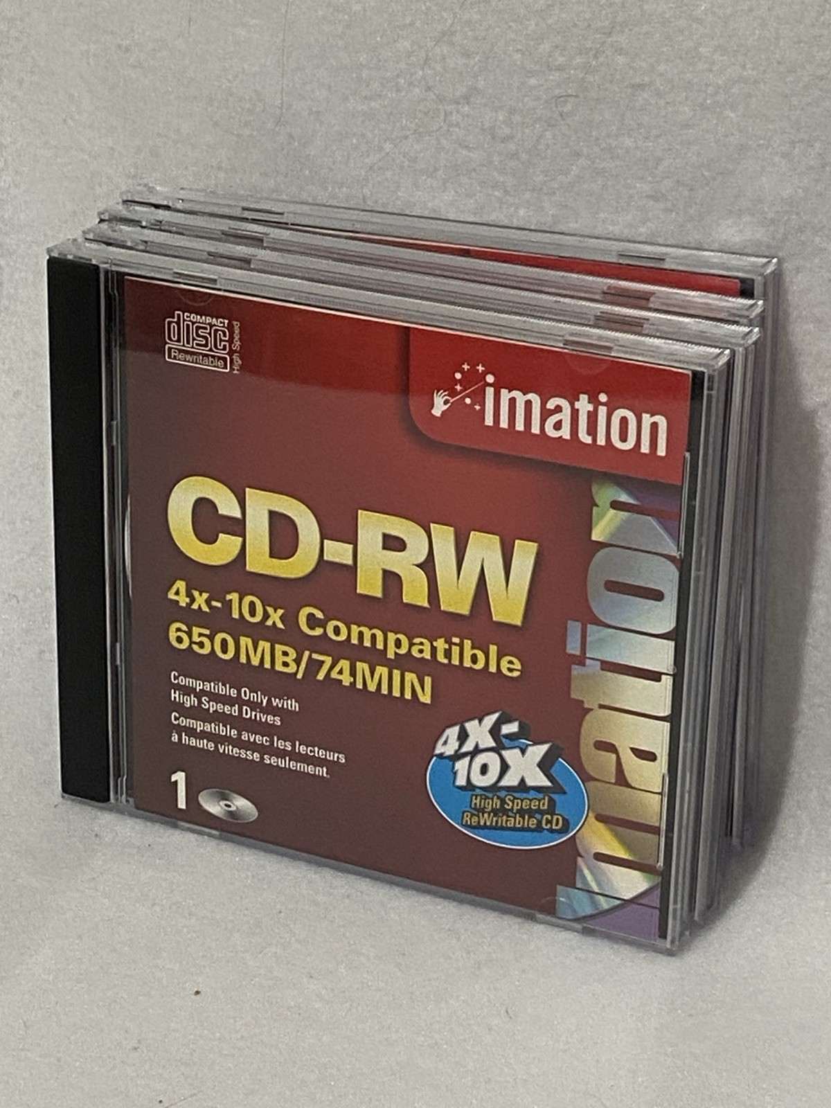 Lot Of 4 Imation 650MB CD-RW Disc 4x-10x High Speed Rewritable Files Music