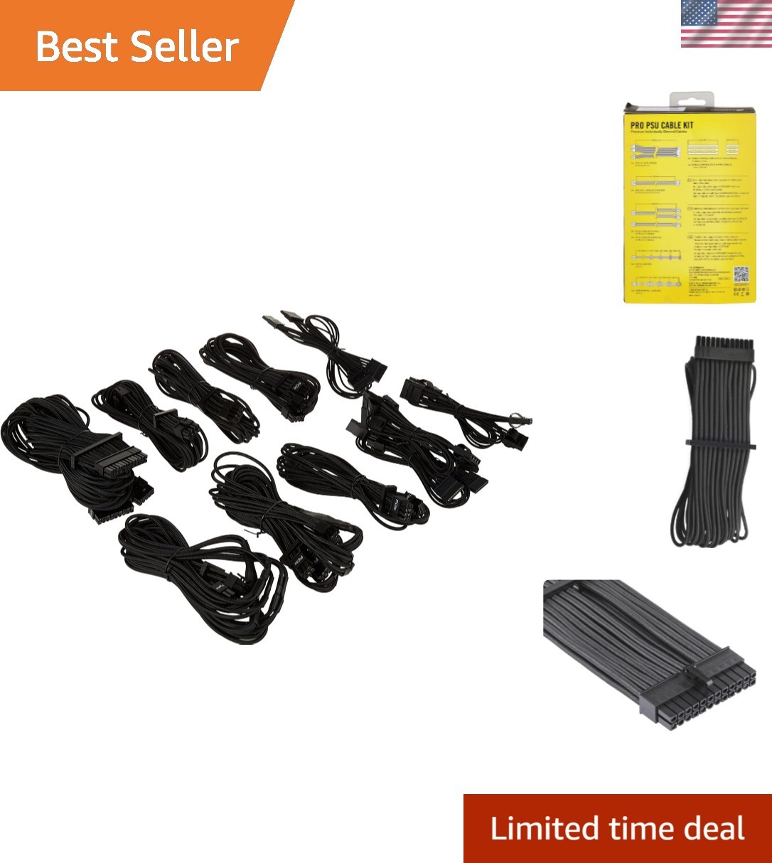 Individually Sleeved Type 4 Gen 4 PSU Cables Pro Kit – Black