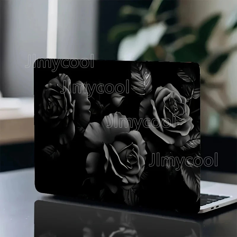 2Pcs Black Rose Laptop Sticker Skin Vinyl Floral Design for 12In To 15In Laptos