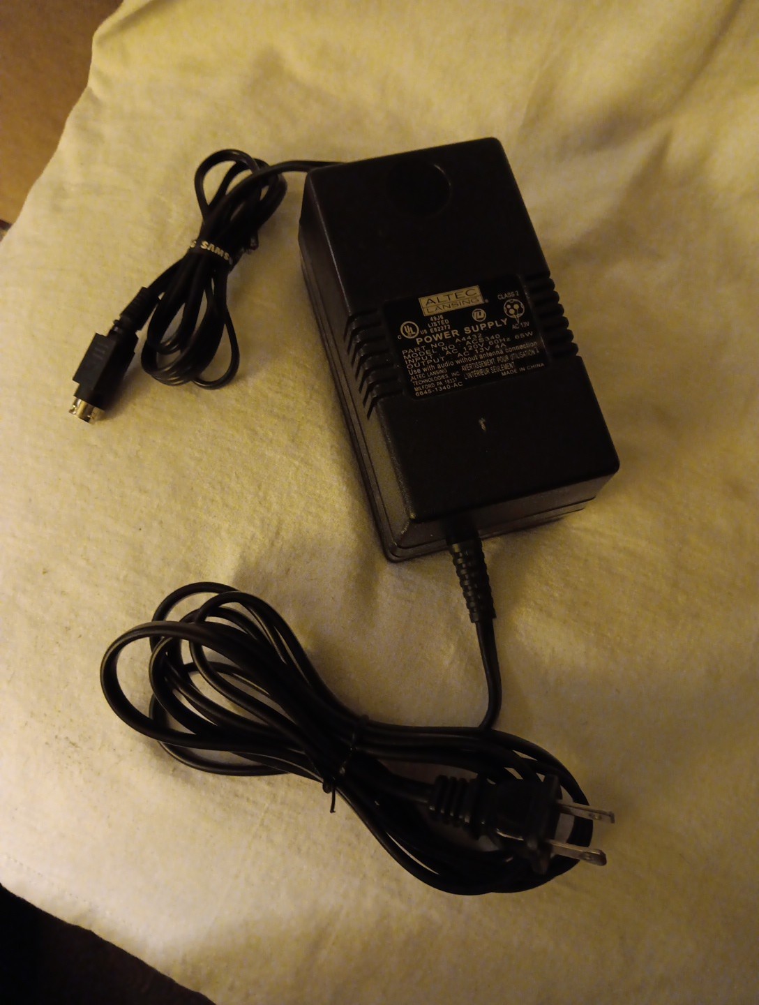 OEM Altec Lansing AC Power Supply Multimedia Subwoofer ACS340 A4432 13V 3Pin