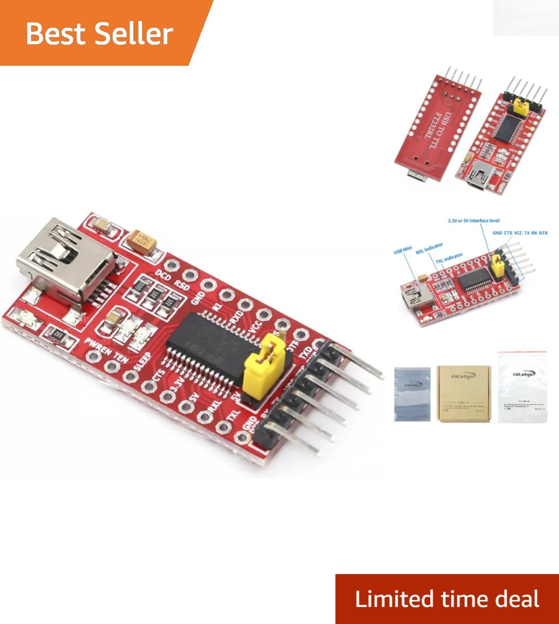 Compact FT232RL Mini USB to TTL Serial Adapter Module for Laptops & Desktops