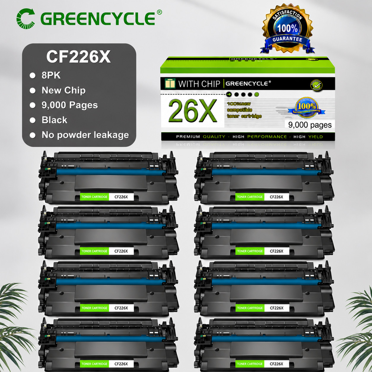 8PK For HP Laserjet M402dw MFP M426fdn High Yield CF226X 26X BK Toner Cartridge