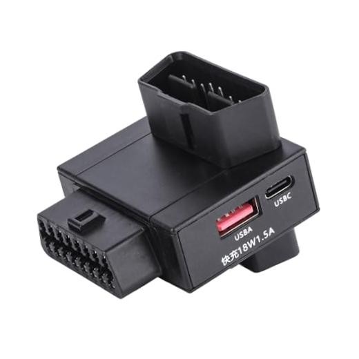 OBD2 1-to-2 Splitter Adapter with 1-Press Power Cut Switch & 18W USB Fast Down